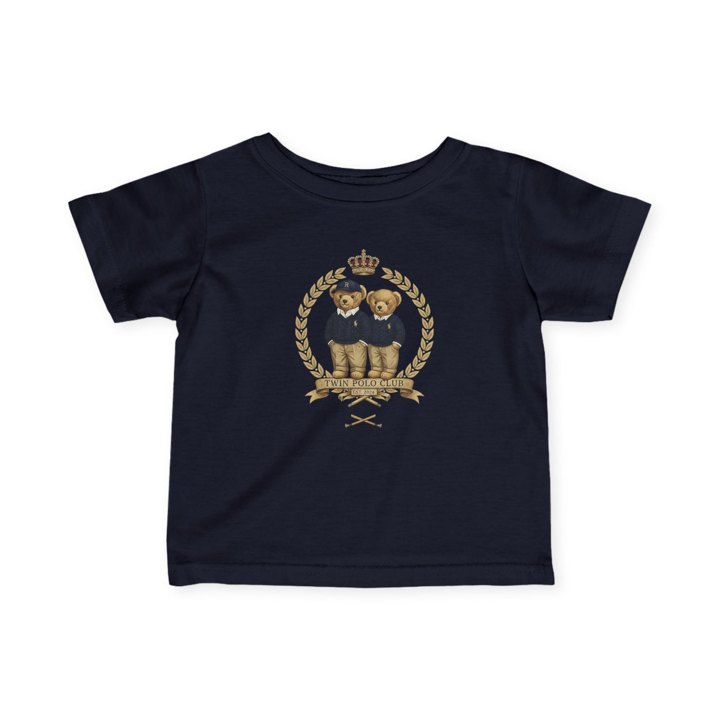 Royal Teddy Bears Infant Tee | Crown Laurel Crest Polo-Inspired Design