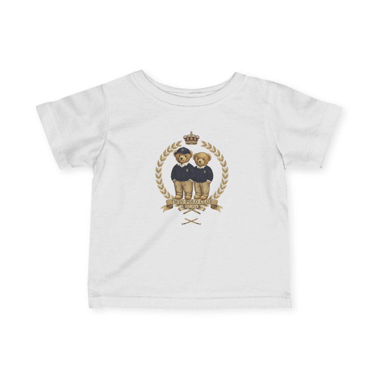 Royal Teddy Bears Infant Tee | Crown Laurel Crest Polo-Inspired Design
