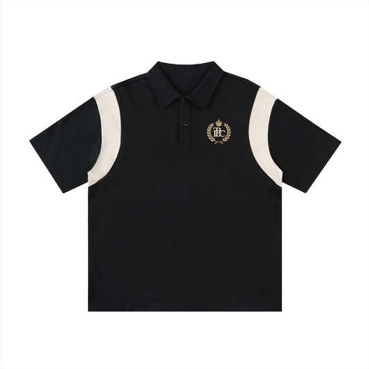 unisex polo shirt,luxury polo top,embroidered crest polo,premium cotton polo,heritage style polo,smart casual unisex top,minimalist designer polo,elevated everyday polo,classic fit polo shirt,neutral tone polo shirt