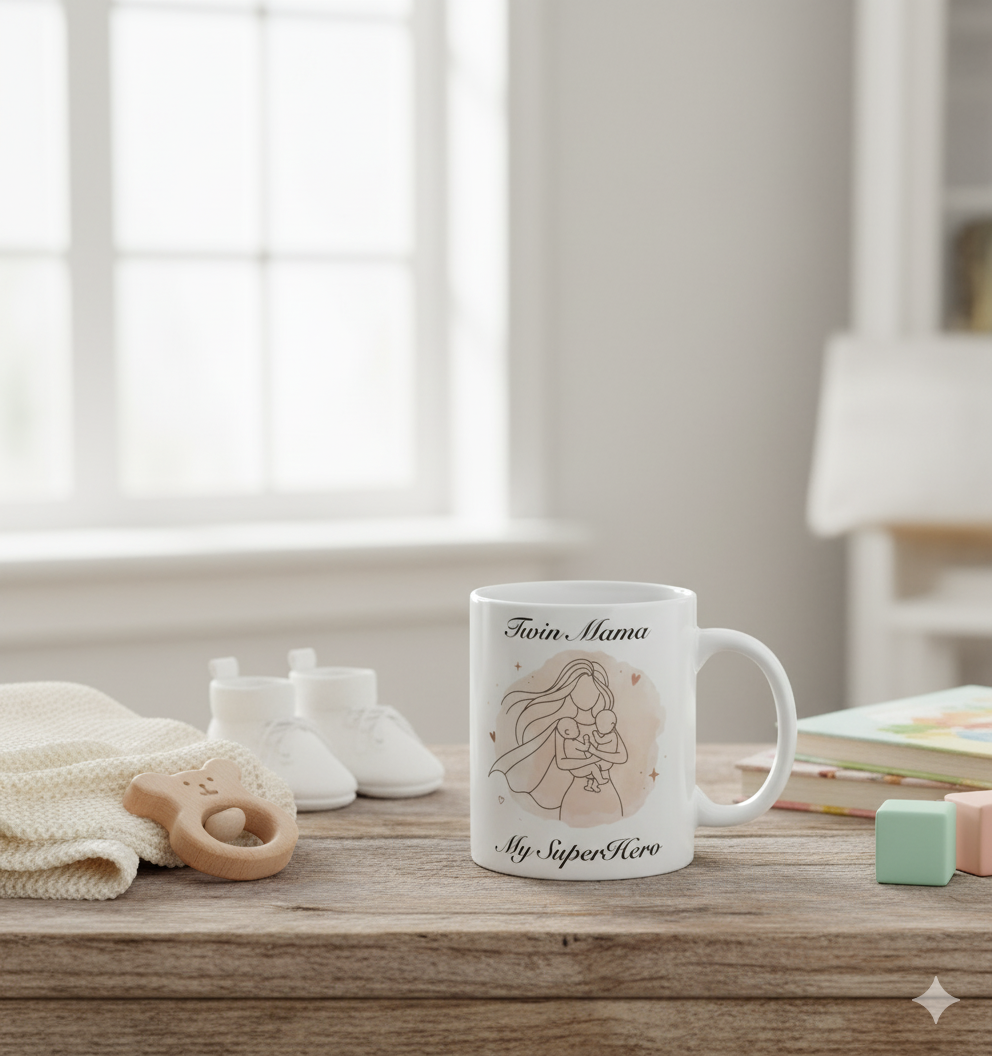 Ceramic Mug, SuperMom Twin Gift for New Moms of Twins or Mother of Twins, Mother's Day Gift, Twin Mom Present, Twin Mom Life, New Mom Mug