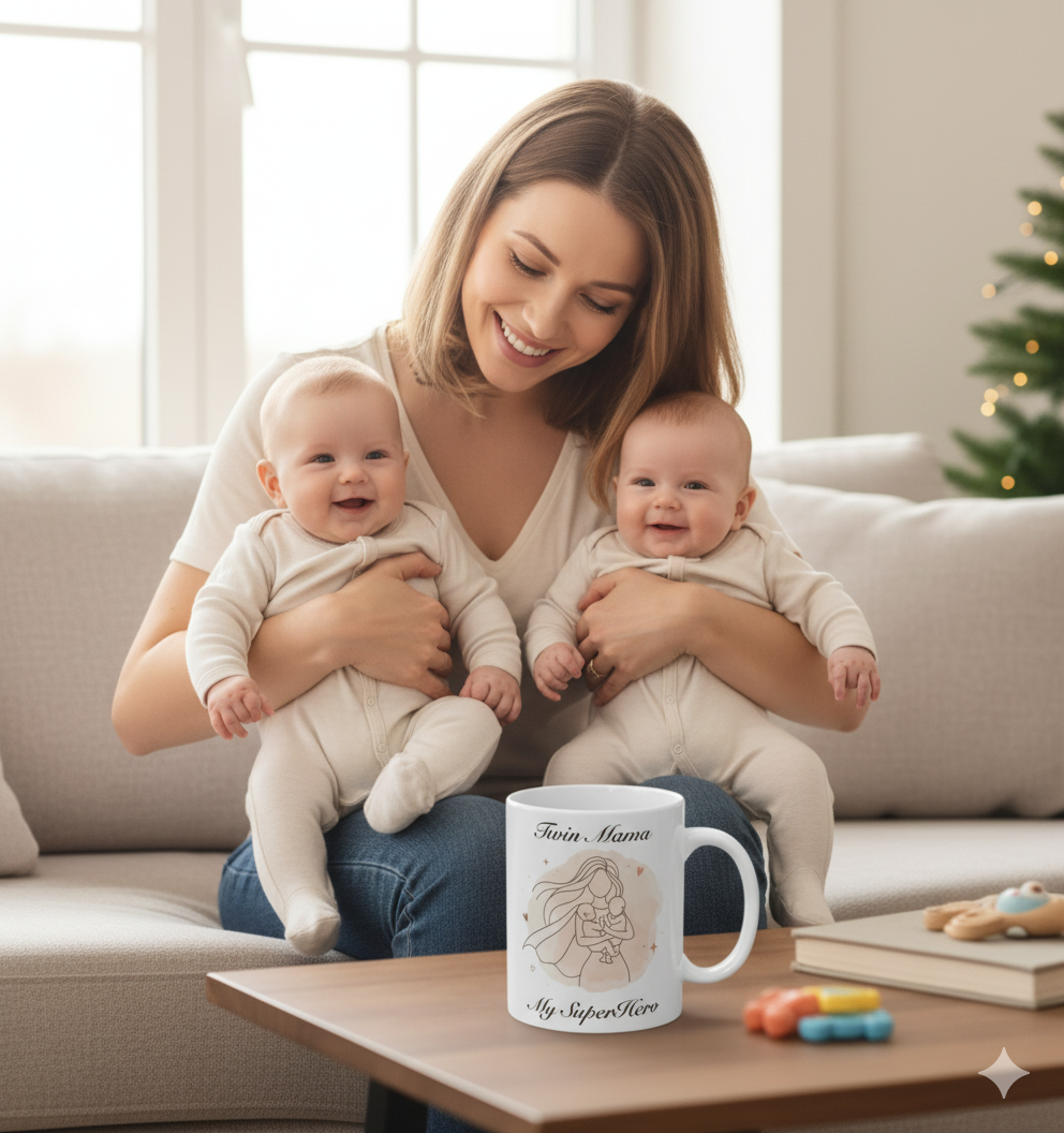 Ceramic Mug, SuperMom Twin Gift for New Moms of Twins or Mother of Twins, Mother's Day Gift, Twin Mom Present, Twin Mom Life, New Mom Mug