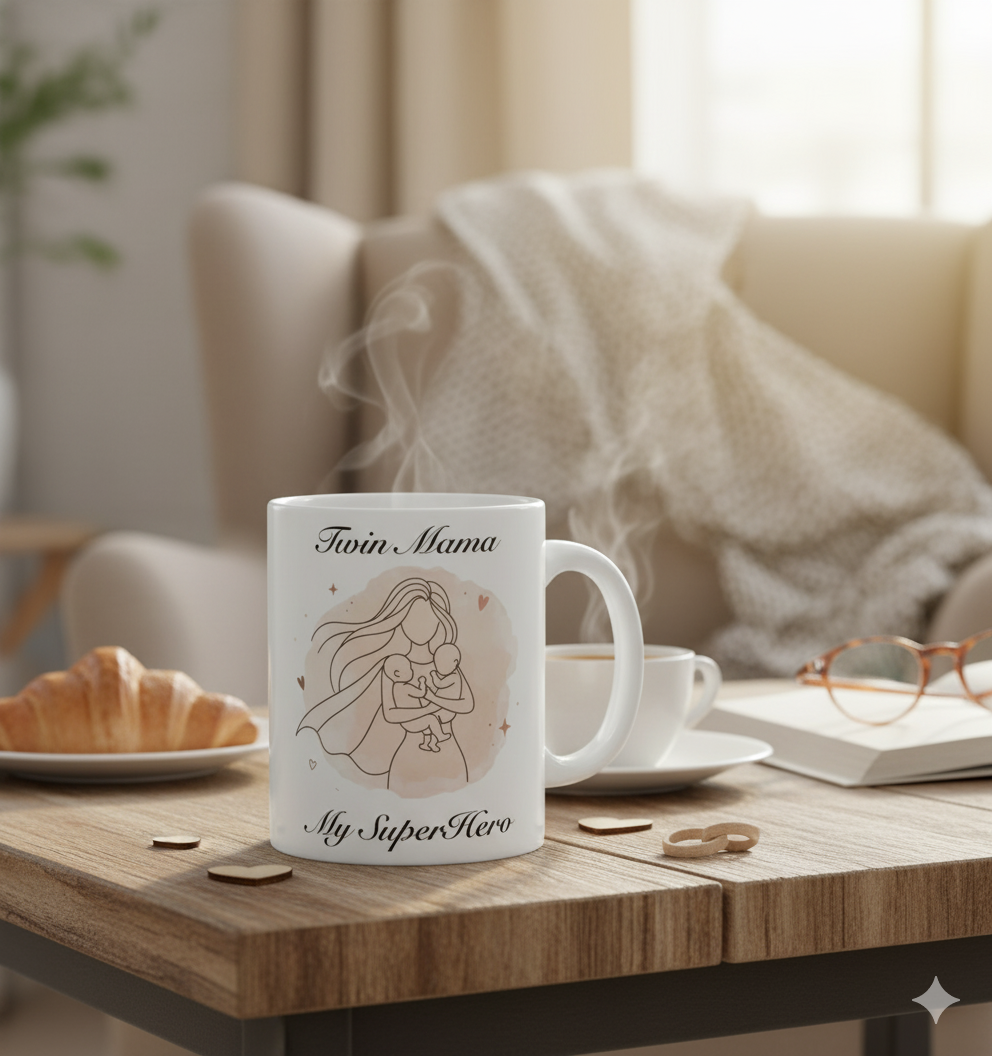 Ceramic Mug, SuperMom Twin Gift for New Moms of Twins or Mother of Twins, Mother's Day Gift, Twin Mom Present, Twin Mom Life, New Mom Mug
