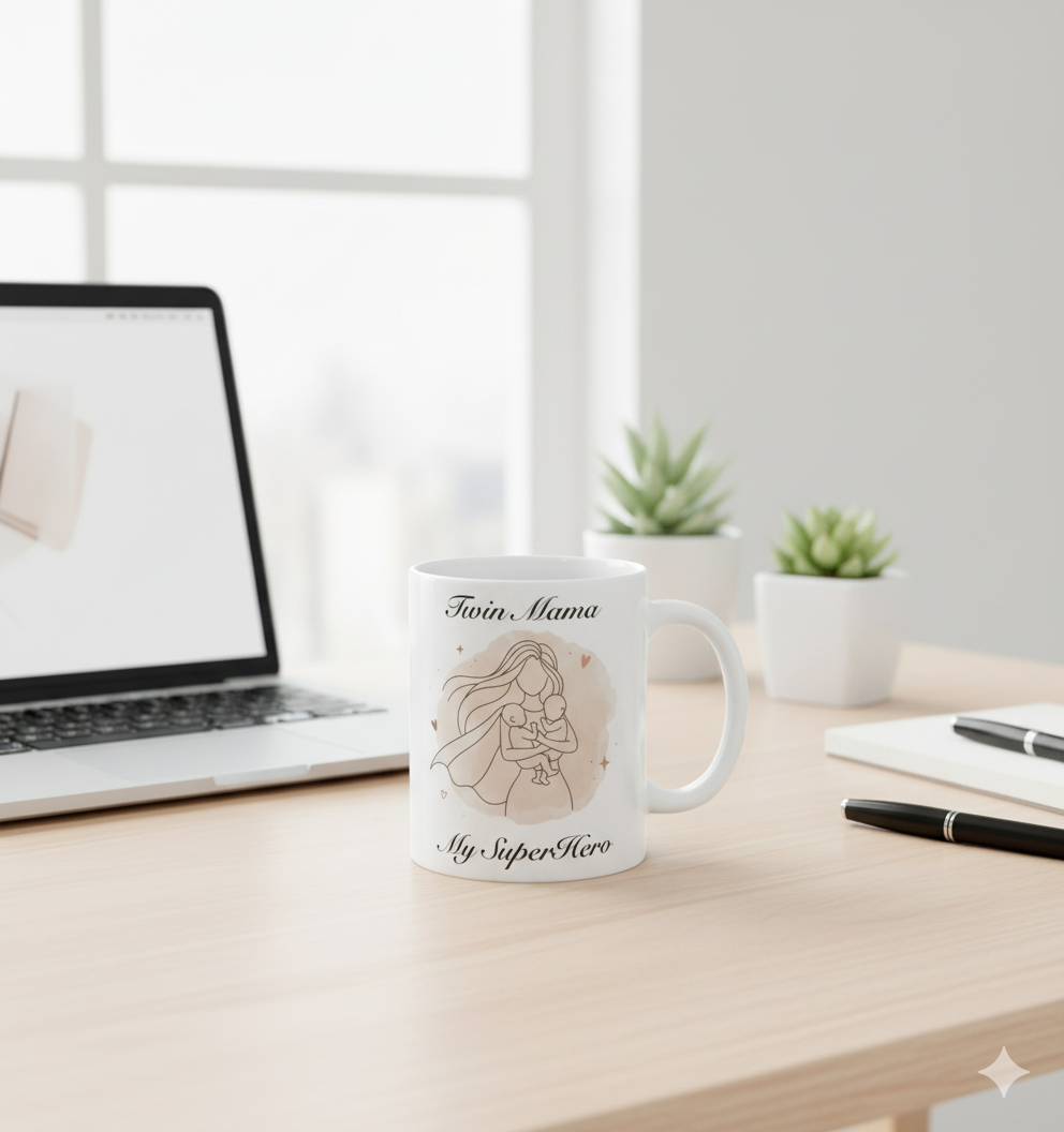 Ceramic Mug, SuperMom Twin Gift for New Moms of Twins or Mother of Twins, Mother's Day Gift, Twin Mom Present, Twin Mom Life, New Mom Mug