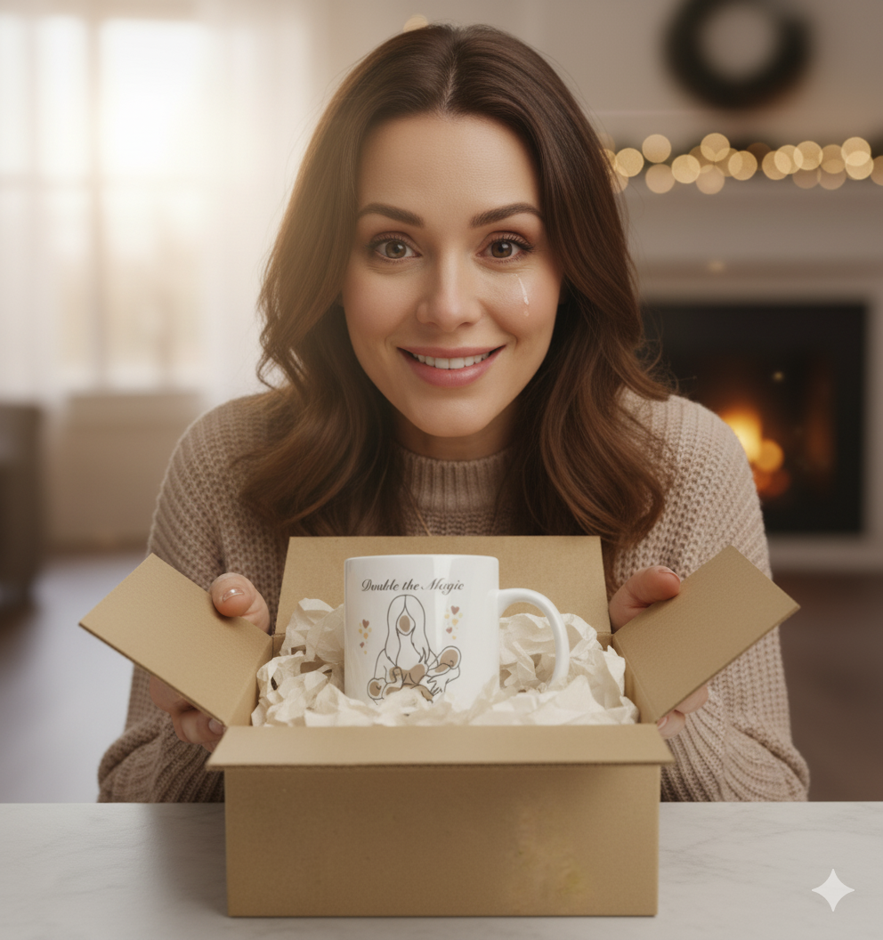 Mug, 'Double the Magic' Twin Mom Gift, 11oz, 15oz, Aesthetic Design, Love for Twin Moms, Mother's Day Mug, Birthday Gift, Baby Shower