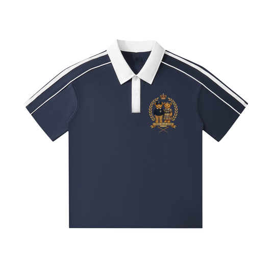 Twin Bear CLub,Matching family,Crest logo,Mans polo shirt,unisex polo shirt,Navy Polo,Cream Polo,Golf top,Preppy Style,Fashion