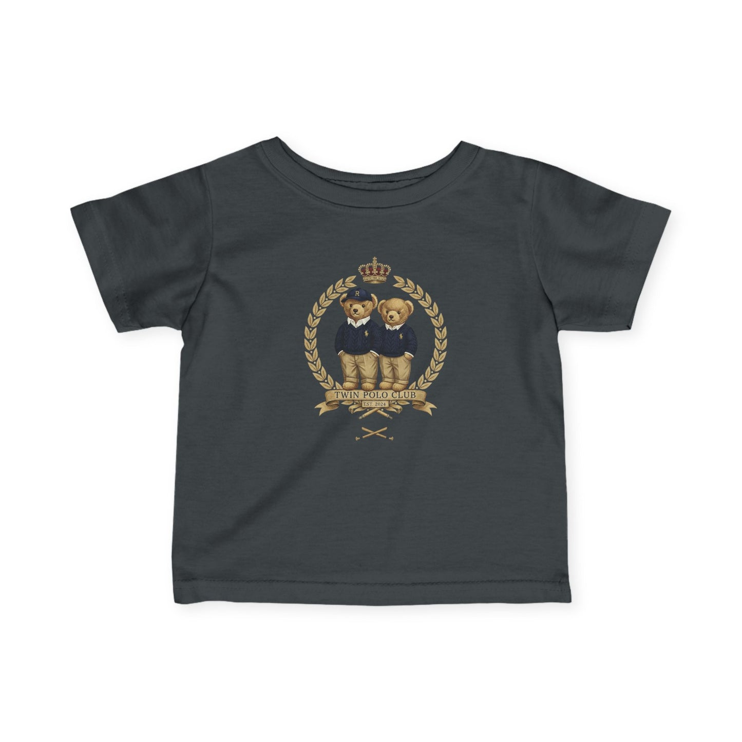 Royal Teddy Bears Infant Tee | Crown Laurel Crest Polo-Inspired Design