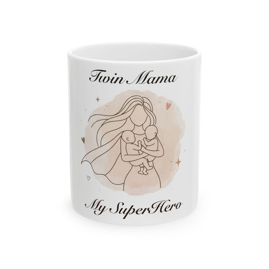 Ceramic Mug, SuperMom Twin Gift for New Moms of Twins or Mother of Twins, Mother's Day Gift, Twin Mom Present, Twin Mom Life, New Mom Mug