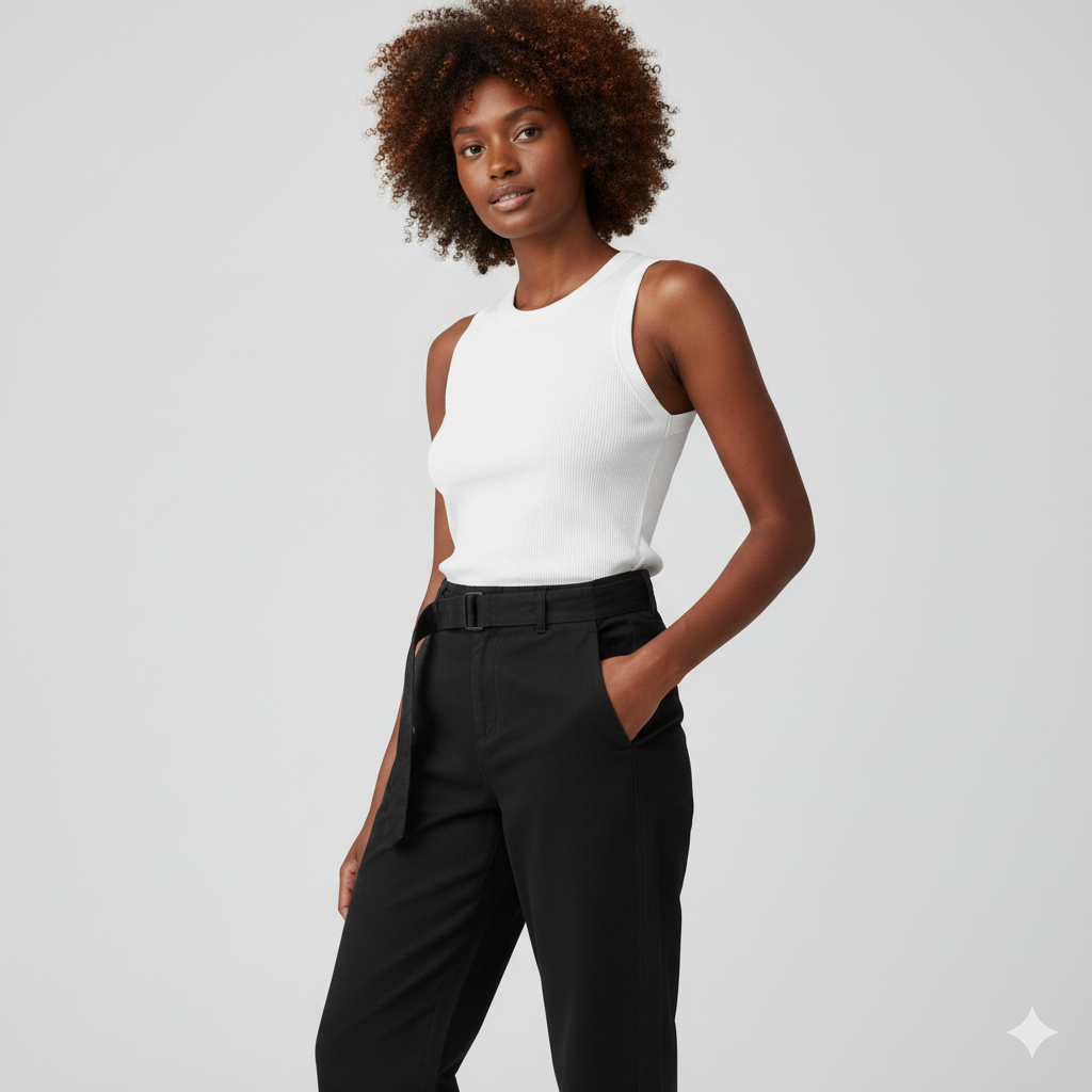 Belted Barrel-leg Chino Pants