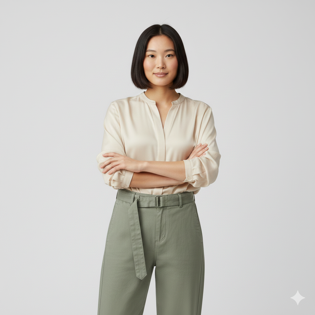 Belted Barrel-leg Chino Pants